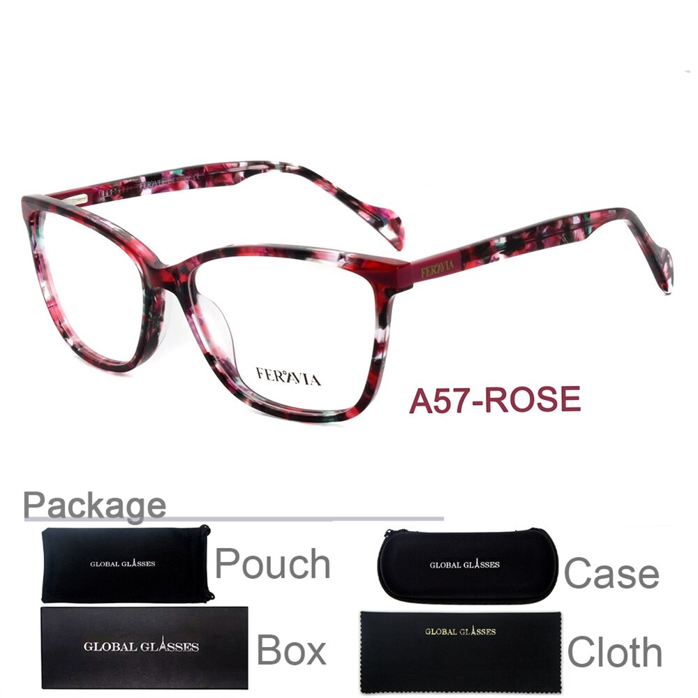 Nova borboleta óculos moldura quadrada óculos de moda quadro bonito impressão eyewear para a mulher fvg7138: A57-ROSE