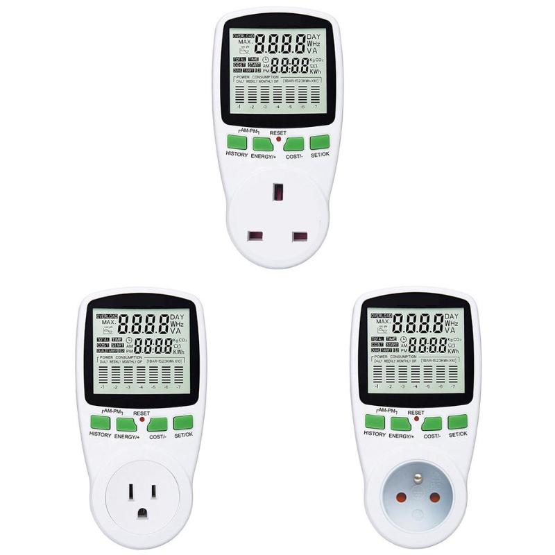 Ac power meter 220v digital wattmeter eu energimåler watt monitor analysator