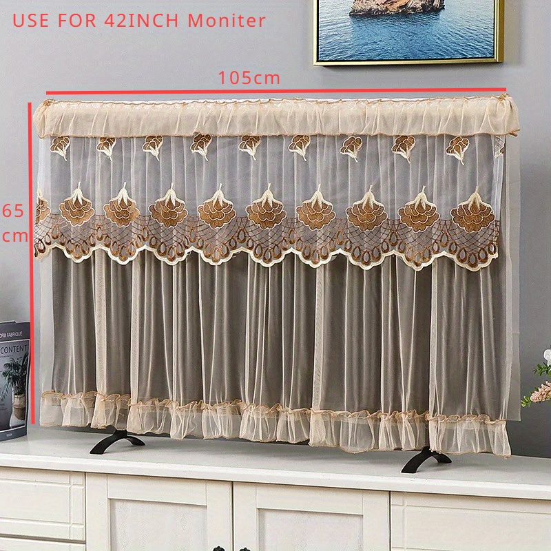 32/37/42INCH Lace Fabric Door Curtain TV Circle Can Be Flipped Dust Cover Monitor Screen Home Decorations Dust Cover: MULTI