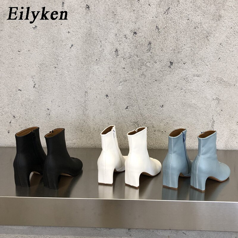 Eilyken valkoiset mustat nilkkurit talveksi naisten saappaat naisten matalat korkokengät kengät korkokengät saappaat