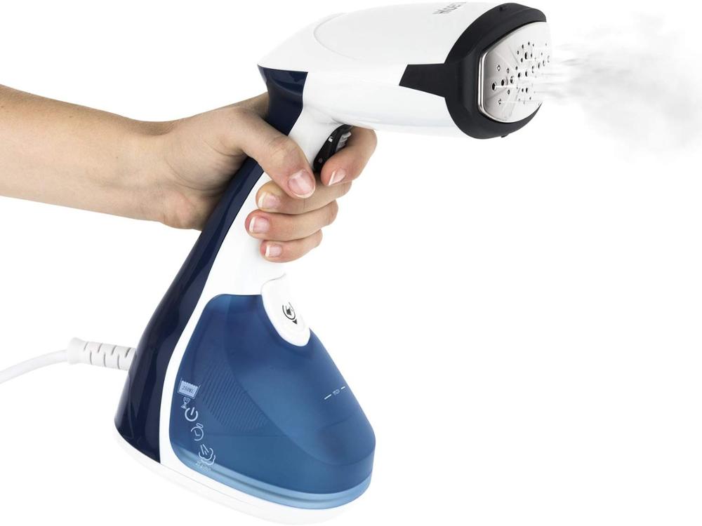 Plancha Vapor Vertical Muy Potente, 1640 W, 24 g/m, Suela de Acero Inozidable, Depósito de Agua Extraíble de 250 mL, Autonomía Ilimitda, Ideal para Viaje, Azúl. H.Koenig_STM10