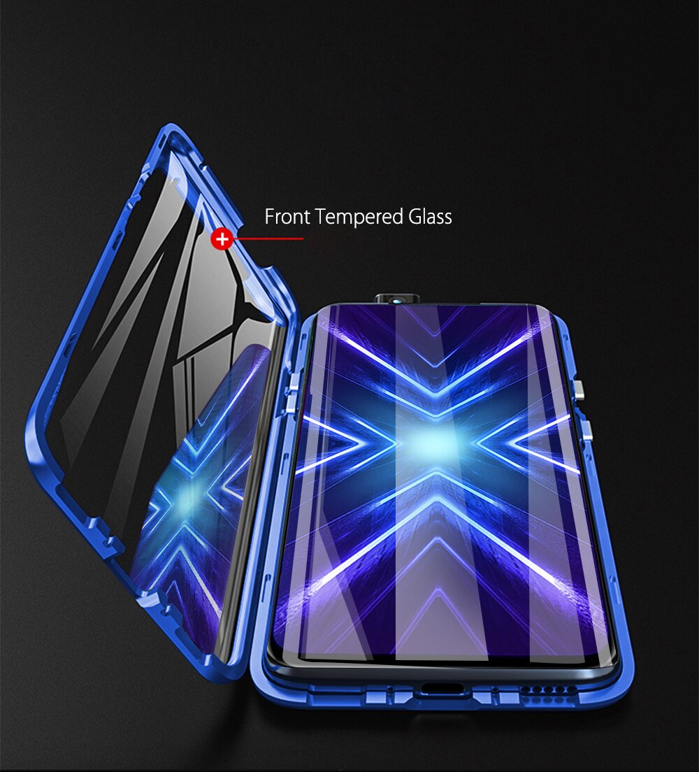 Adsorpcja magnetyczna etui na telefony dla Huawei Y6P Y7P szkło hartowane metalowa obudowa przednia i tylna szkło dla Huawei Y8P Y9S pokrywy skrzynka
