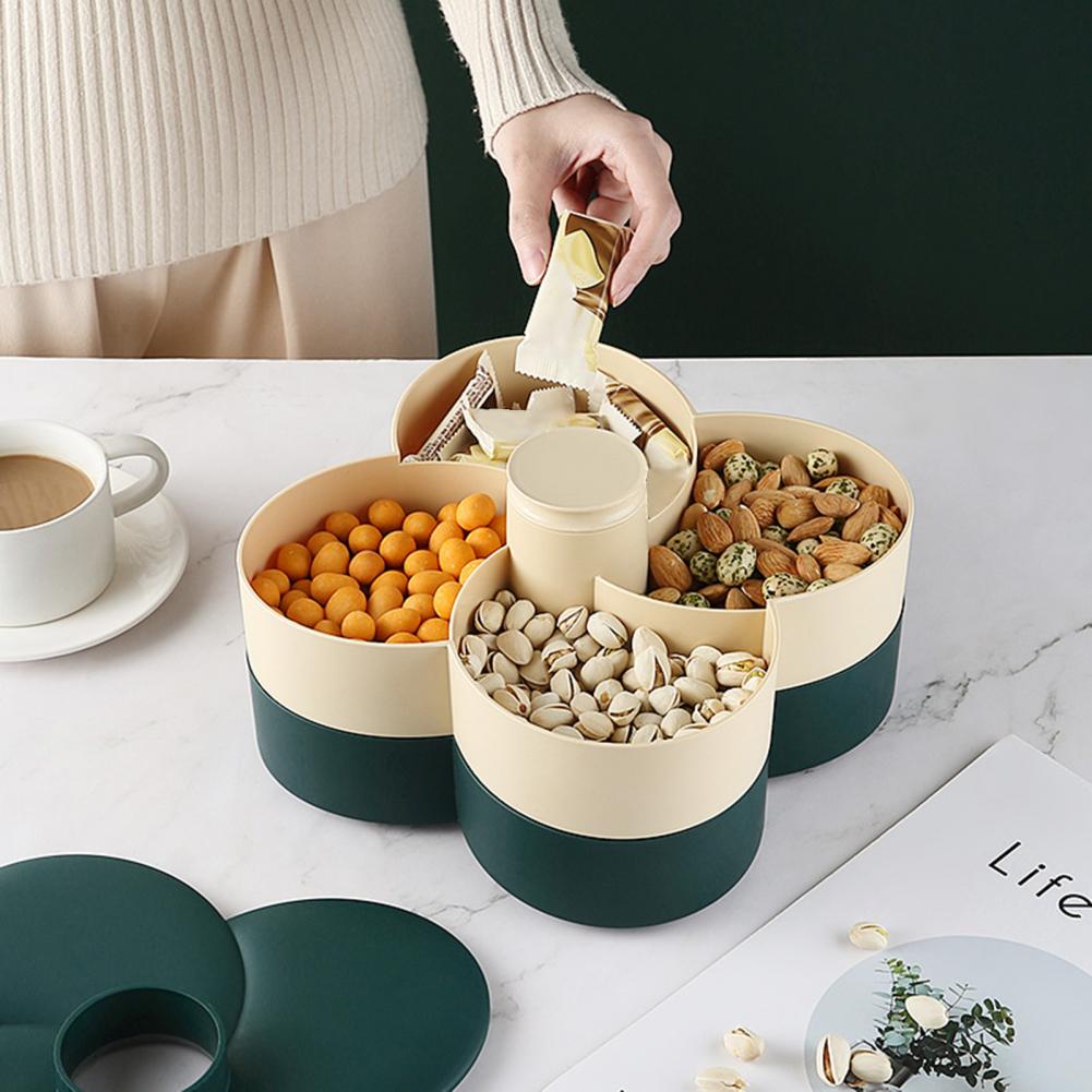 Plateau à collation en forme de fleur Double couche PP assiette de fruits secs pas facilement déformable pour Restaurant , directe,