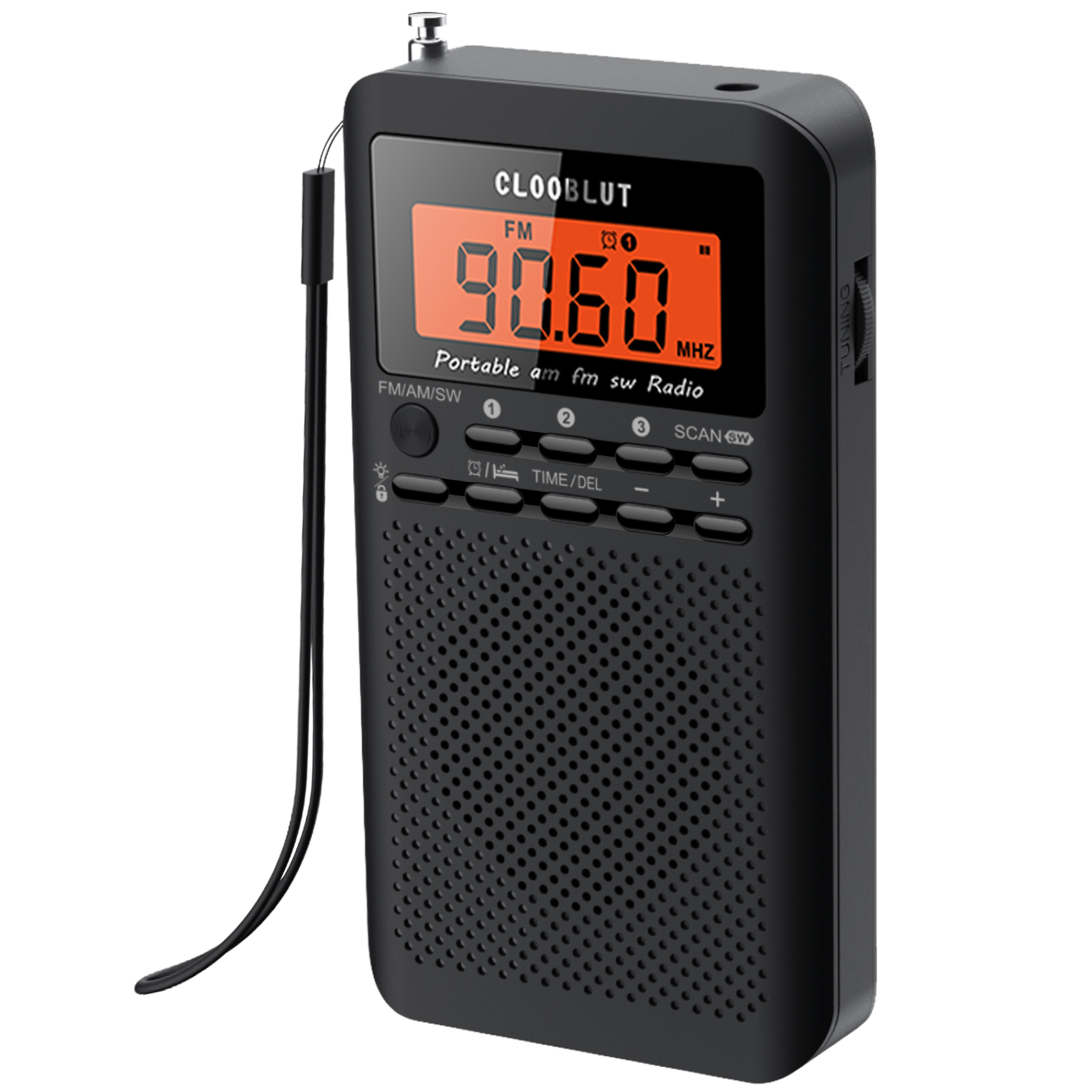 Rd218 fm/ am/sw-radio, bärbar batteri,  by 2 aa , stereohörlurar, lcd-skärm, digital väckarklocka, sovfunktion, ,9/10 steg, används över hela världen