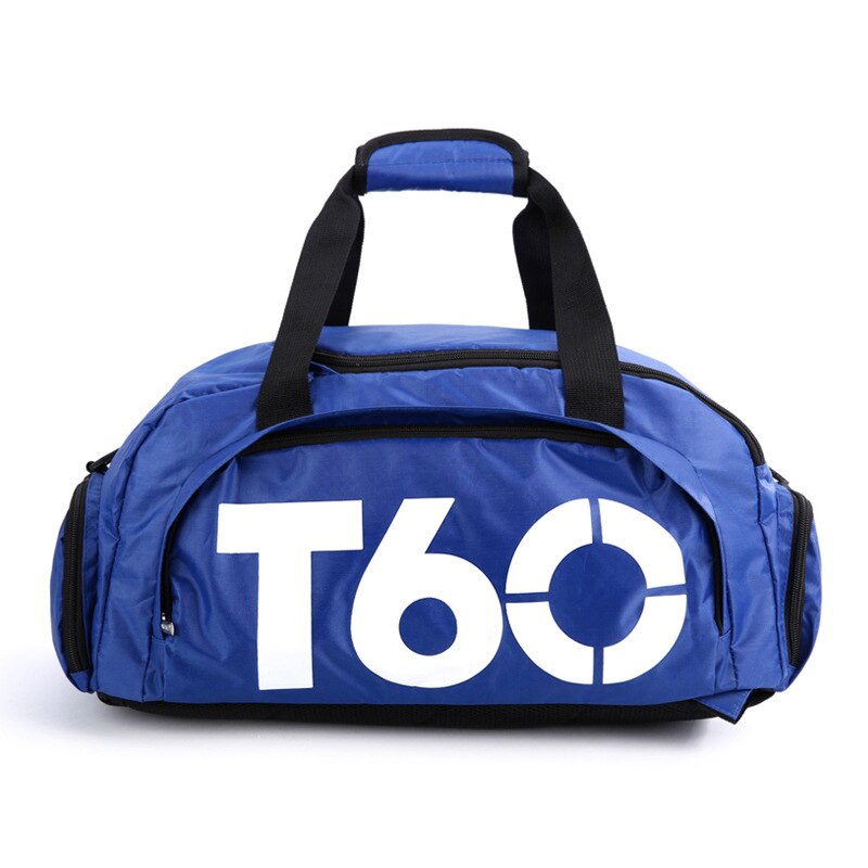 T60 Gym Bag Men Women for Training Sports Bags for Fitness Backpack with Shoes Storage Outdoor Travel Shoulder Rucksack: blue-whitet60