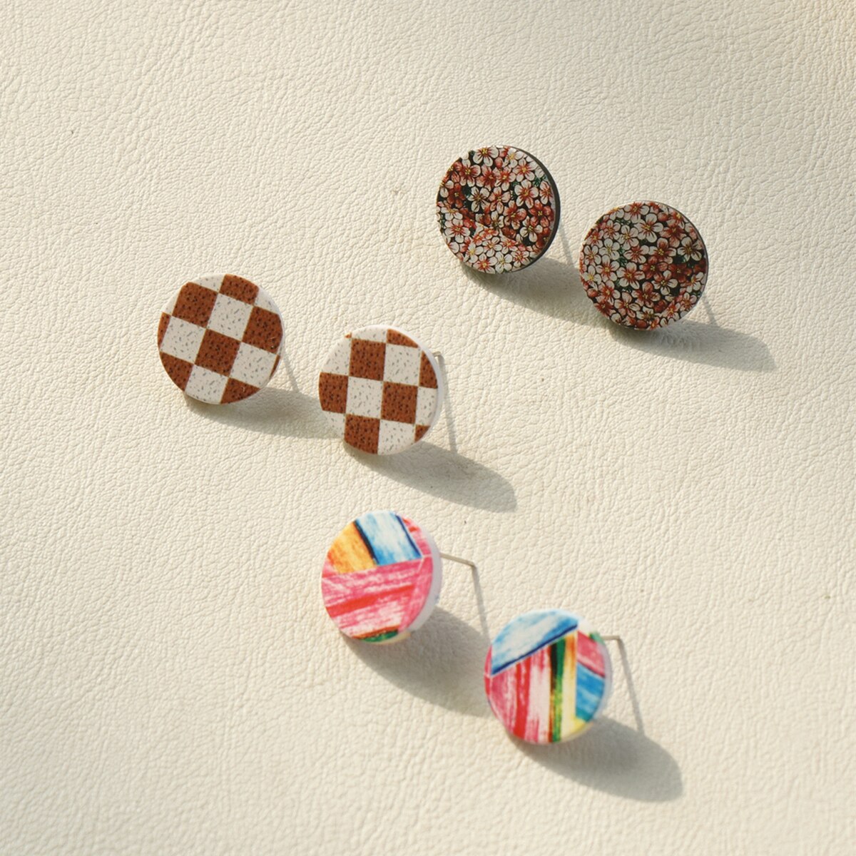 Ice Cream Acrylic Stud Earrings Geometric Sweet Spring Summer Dangle Earrings Trendy Jewelry Birthday: Plaid