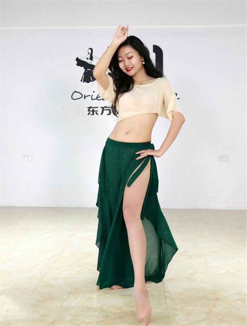 Volwassen Buikdans Kostuum Pak Vrouwelijke Sexy Korte Top Prestaties Kleding Set Beroep Praktijk Rok Broek Kleding Zomer: L / Black
