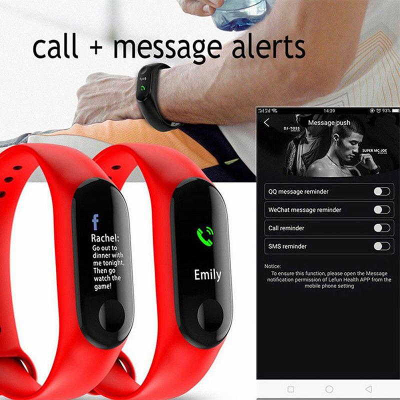 1pcs Heart Rate Monitor Watch Smart Wristband Waterproof Bracelet Sports Step Counter Health Blood Pressure Fitness Tracker Band