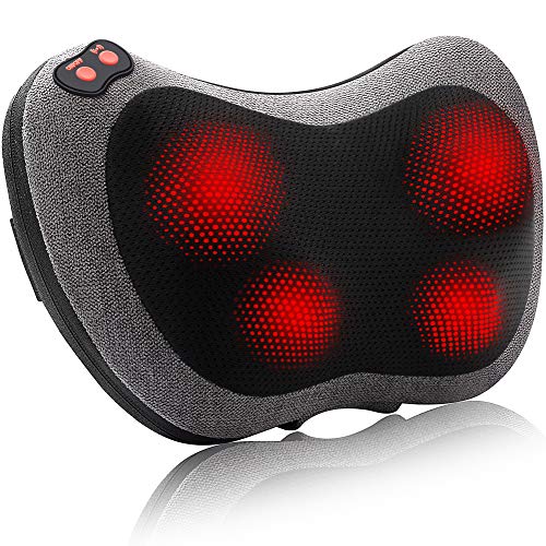 Back Massager with Heat,Shiatsu Back and Neck Massager with Deep Tissue Kneading,Electric Back Massage PillowCar,Office,home: UK / gray
