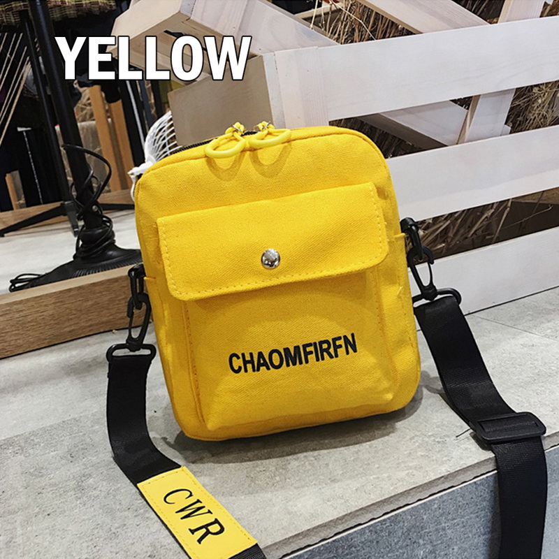 Classic Simple Messenger Bag Women Korean Chic Postman Bag Lady Travel Shoulder Bag Student Waterproof Canvas Schoolbag: yellow