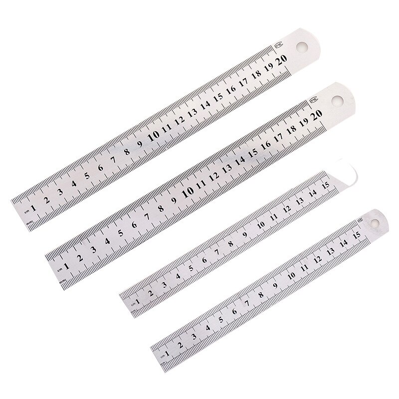 Cute 15CM Straight Metal Ruler Kawaii School Stainless Steel Ruler Parallel Scale Rule For Drawing Drafting Tools Stationery