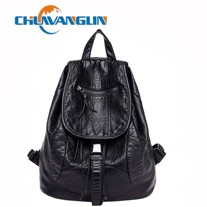 Chuwanglin Washed leather backpack women Simple travel bags casual school bag mochila feminina Daily backpacks A6890