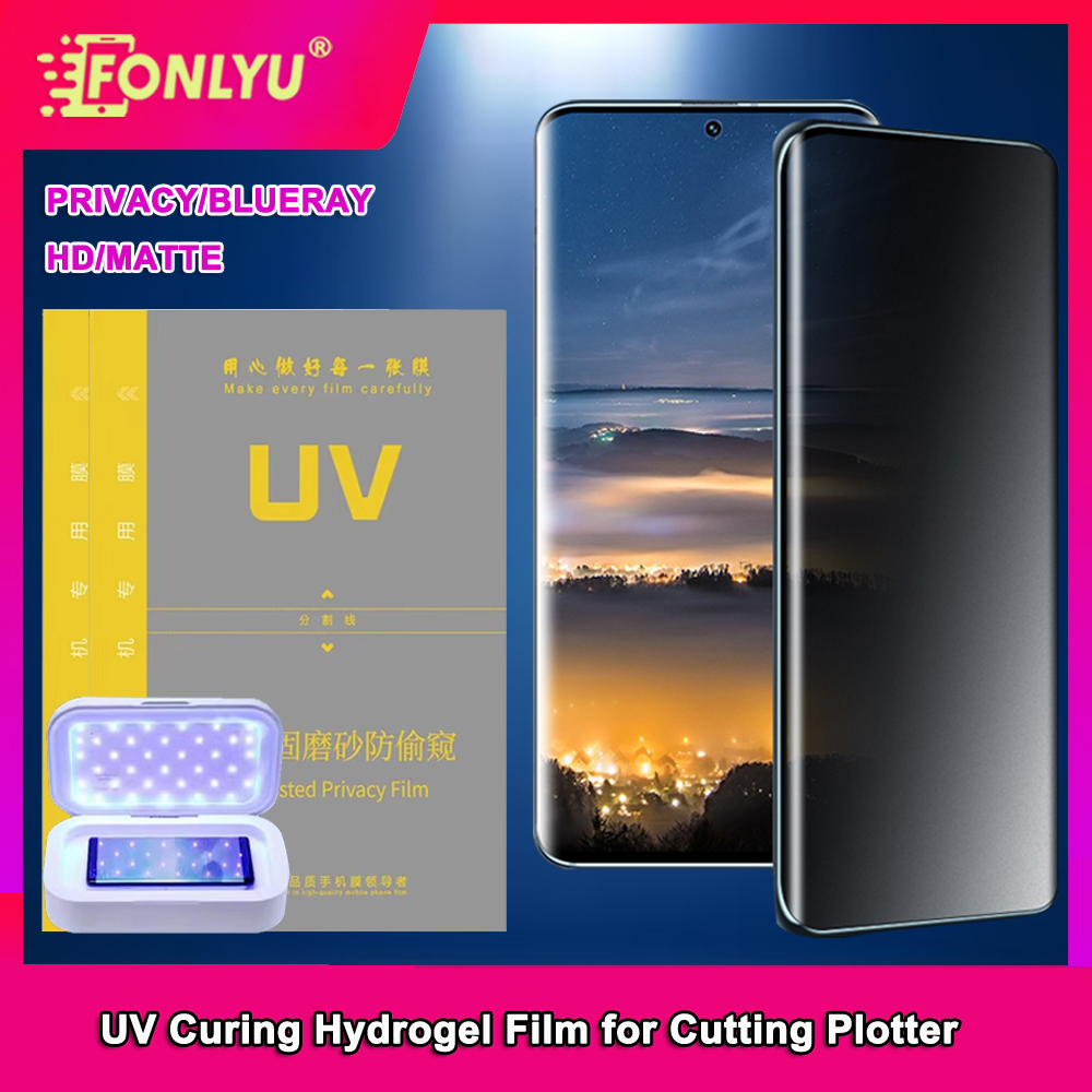 FONLYU-Protector de pantalla de vidrio UV para teléfono móvil, máquina cortadora de hojas de hidrogel, HD, mate, privacidad, Blueray, película de cobertura completa