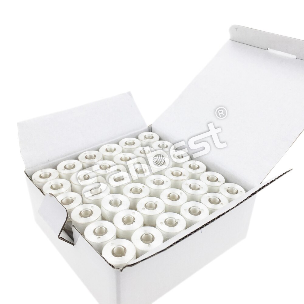 Sanbest Class 15 Prewound Bobbin Thread For Machine Embroidery White &amp; Black High Tenacity 60wt/40wt A Size TH00023