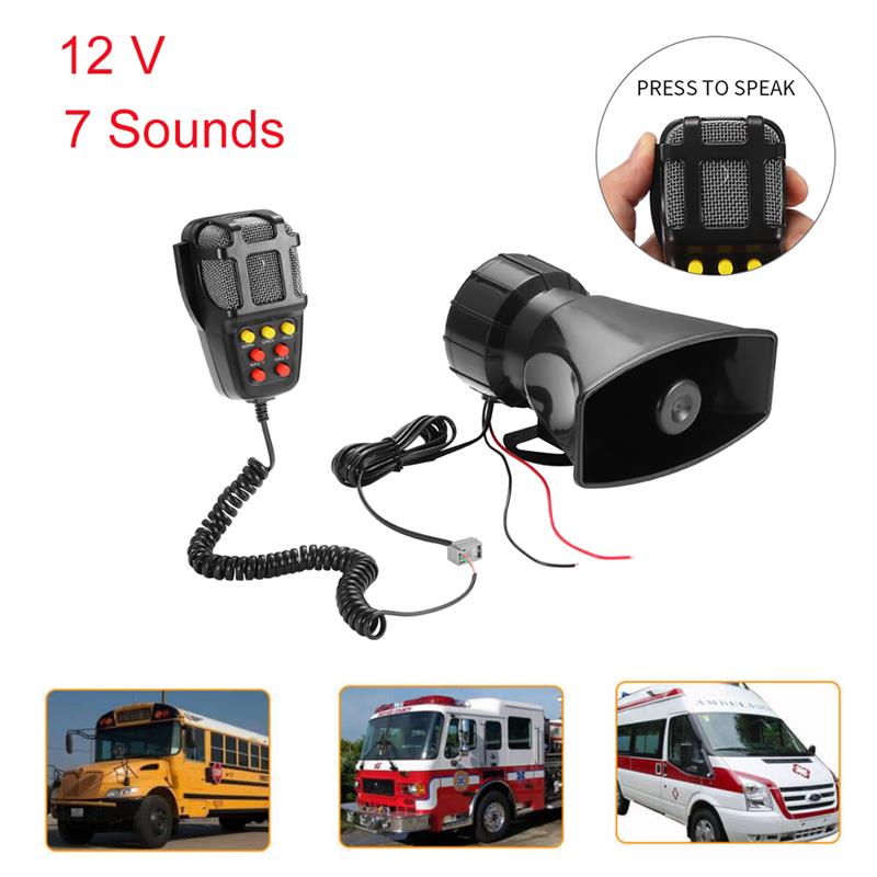 Tone Sound Auto Nood Sirene Auto Sirene Hoorn Mic Pa Luidspreker Systeem Emergency Versterker Hooter 12V 100W