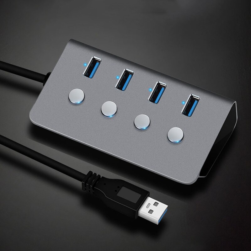3,0 USB 4-Hafen hoch-Geschwindigkeit Hub Aluminium Legierung Unabhängige Schalter Geschmack Hub Computer Splitter Erweiterung Dock