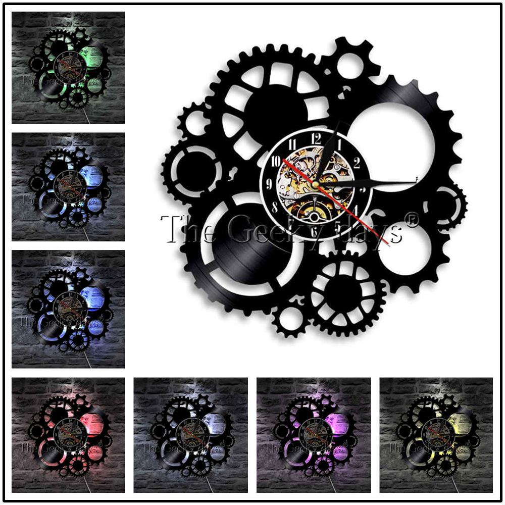 Ingranaggi Steampunk Orologio Da Parete Decorativo Orologio Da Parete Vintage ▾ vinile disco Orologio Da Parete Ciclista Ciclismo fan Ruote Dentate Regalo Fatto A Mano: verde / 12 pollice senza LED