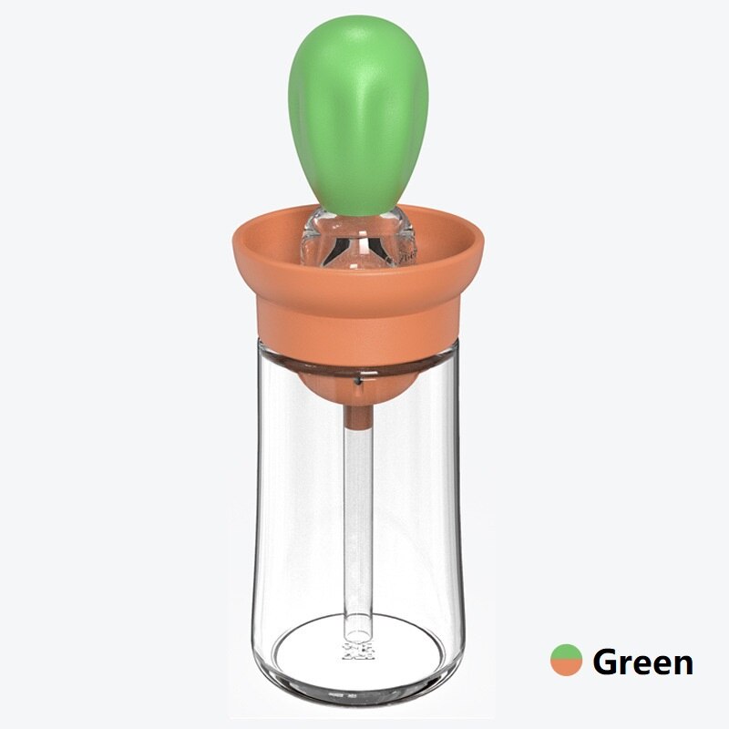 150ml Kitchen Oil Bottle Silicone Glass Oil Container With Brush Barbecue Spray Bottle Oil Dispenser For Kitchen Cooking BBQ: Green