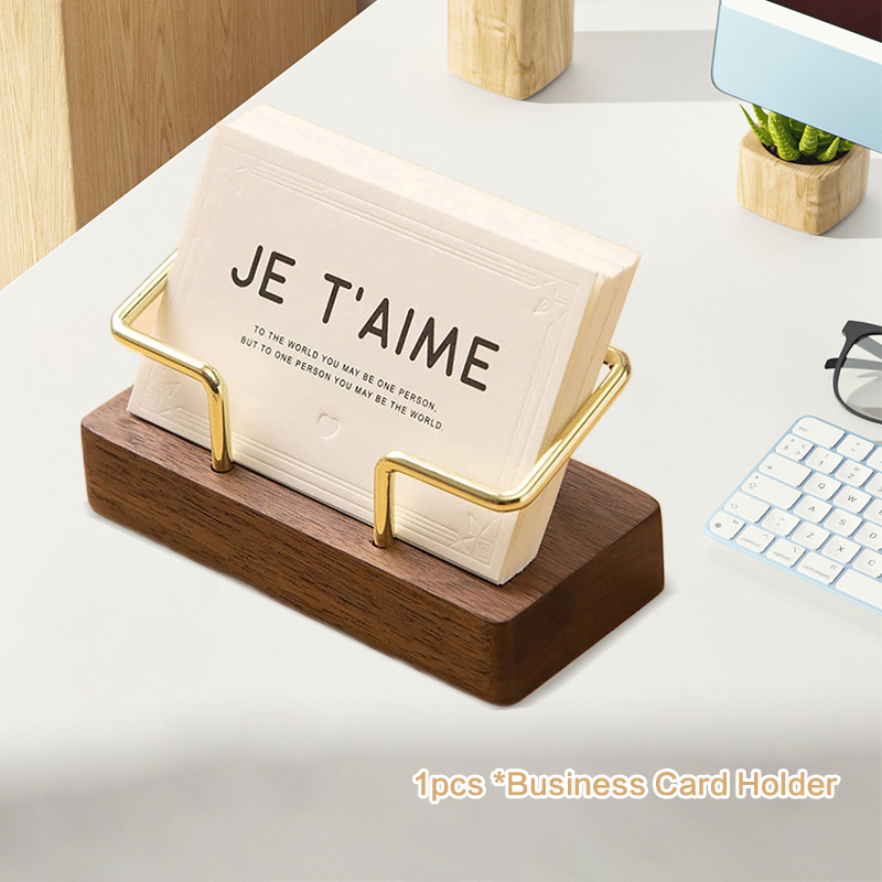 Business Card Holder Organizer Office Desk Display Stand Memo Counter Accessories Tabletop Shelf Home Wooden Card Holder Storage