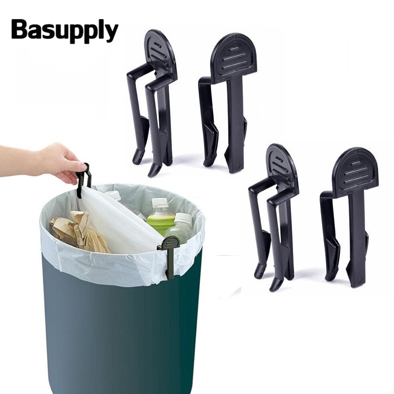 Basupply 4 stk/parti praktisk plastik affaldspose klip fast affaldsspand taske holder affaldsklip affaldsbeholder klemme køkken gadgets