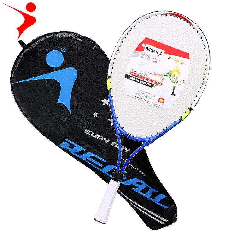 23 inch youth tennis racket aluminum alloy tennis racket strong nylon line suitable for children's training: Blue