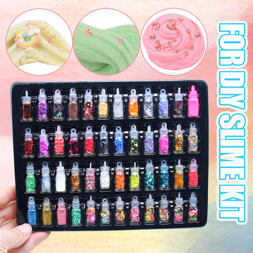 70 Uds DIY Kit para hacer Baba suministros de cristal claro de Baba Kit Baba perlas de espuma de brillo rodajas de fruta cuentas para pecera incluido #4S24: D