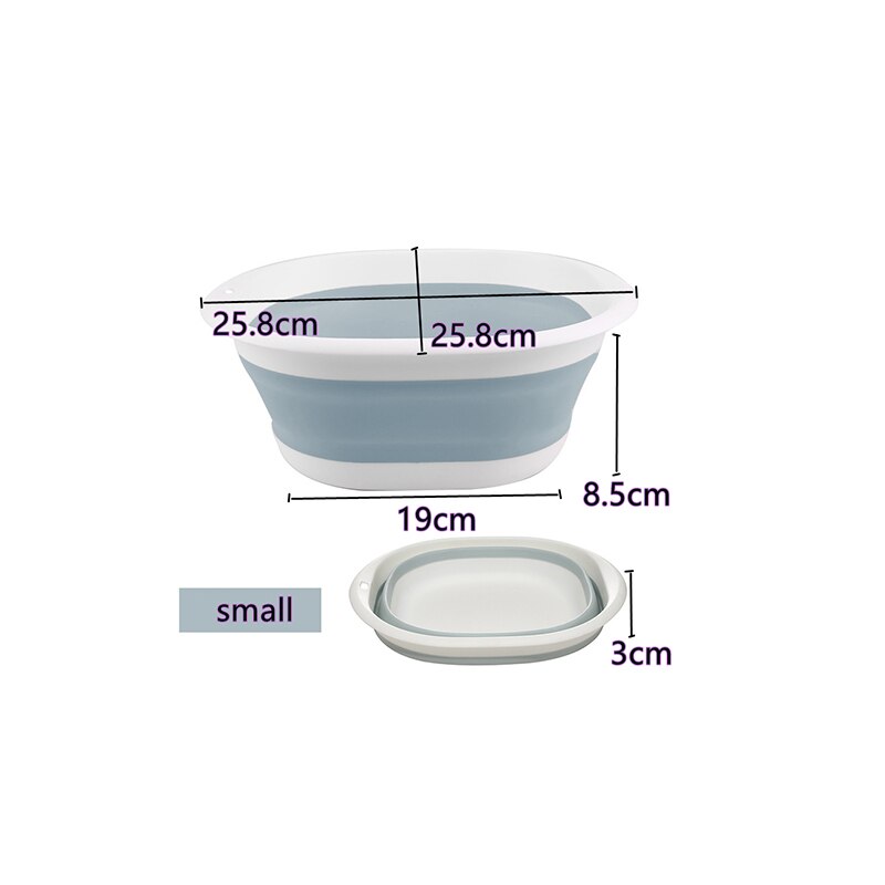 Plastic Folding Basins Portable Wash Basins Folding Laundry Tub Bathroom Kitchen Accessori Travel Folding Wash Basin Three Model: blue  Small