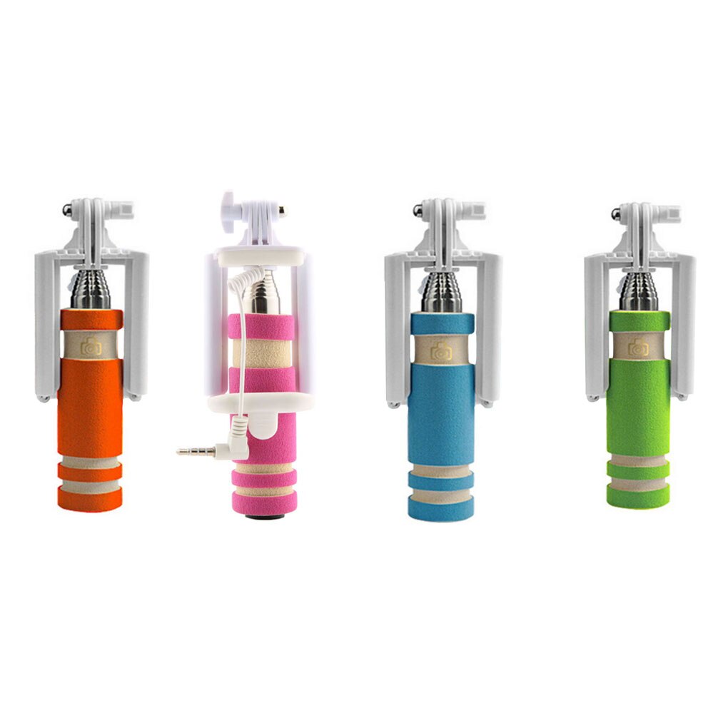 Mini palo Selfie de alambre de 5 colores, monopié remoto extensible de mano para teléfono móvil Samsung Xiaomi Android