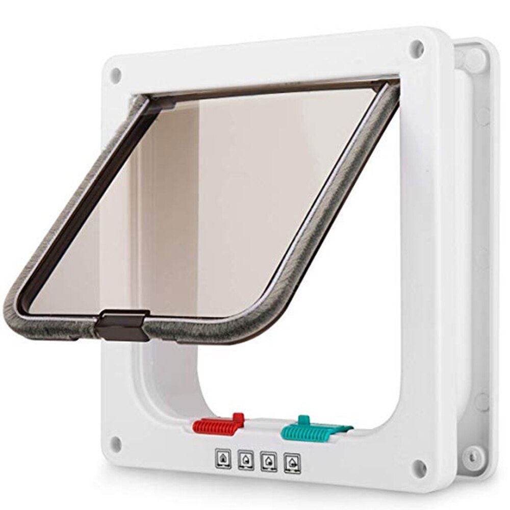 3 Sizes ABS Plastic Small Pet Gate Door Kit Adjustable Dog Cat Flap Door with 4 Way Security Lock for Dog Cats Pet Supplies: White XL
