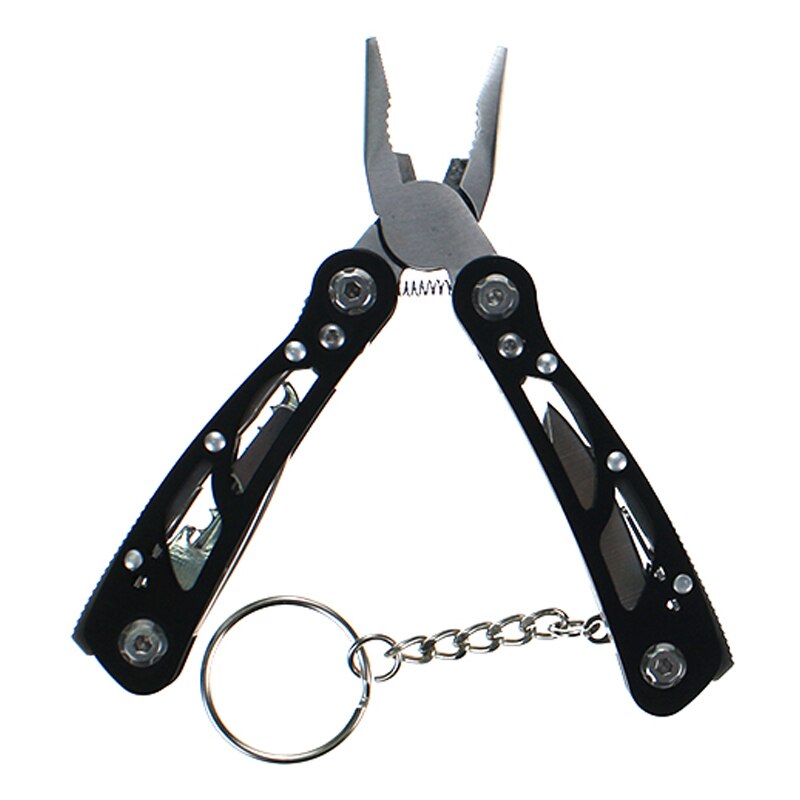 Multi tool wire cutter mini clamp plier multipurpose Fold Multitool multifunction outdoor survive cable stripper repair pocket: Black