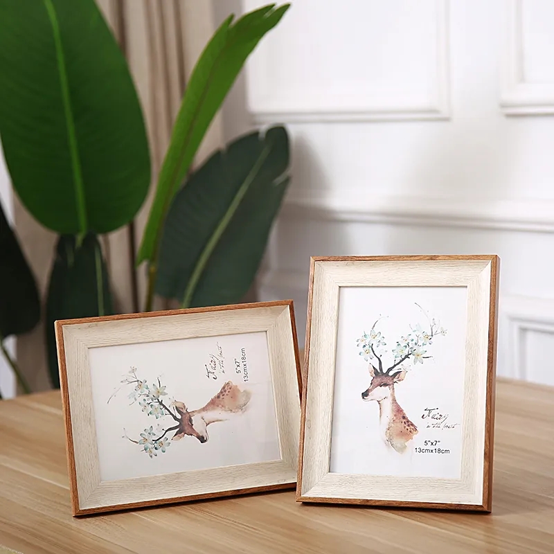 5 Color Rectangle Photo Frame Wall Mounted Living Room Decor Desk Ornament Wedding Family Picture Frame 5-10 Inch European Retro