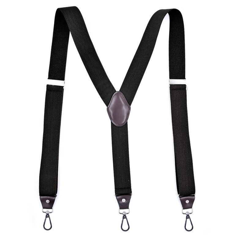 Deepeel 1pc 3.5 x 120cm unisex vuxen hängslen med 3 clips krok y typ wild sanp spännen hängsel kostym byxor justerbar rem: Svart