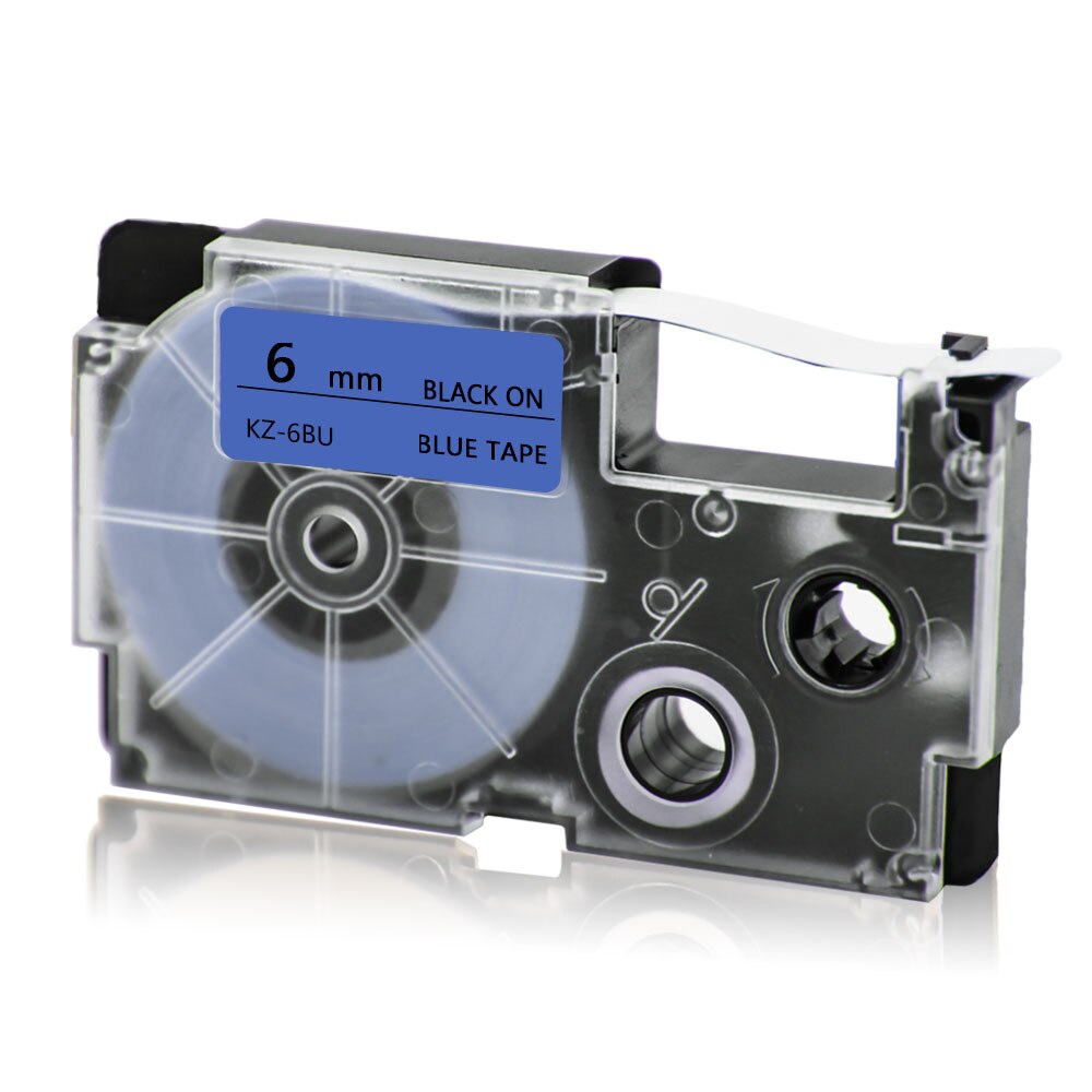 Absonic label tape xr -6x xr -6we 6mm*8m kompatibel til casio kl -170 kl-60 printerbånd xr -6rd xr -6bu xr -6yw xr -6gn labelmaker: Sort på blå