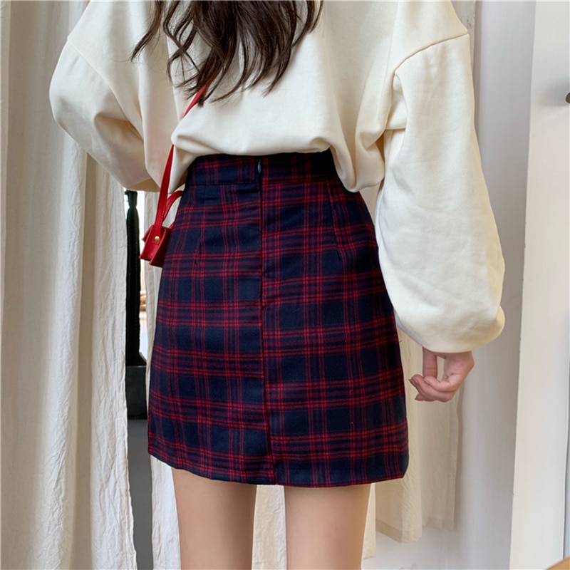 Saias femininas xadrez simples estudante meninas coreano estilo vintage elegante harajuku all-match casual das mulheres mini saia moda ulzzang