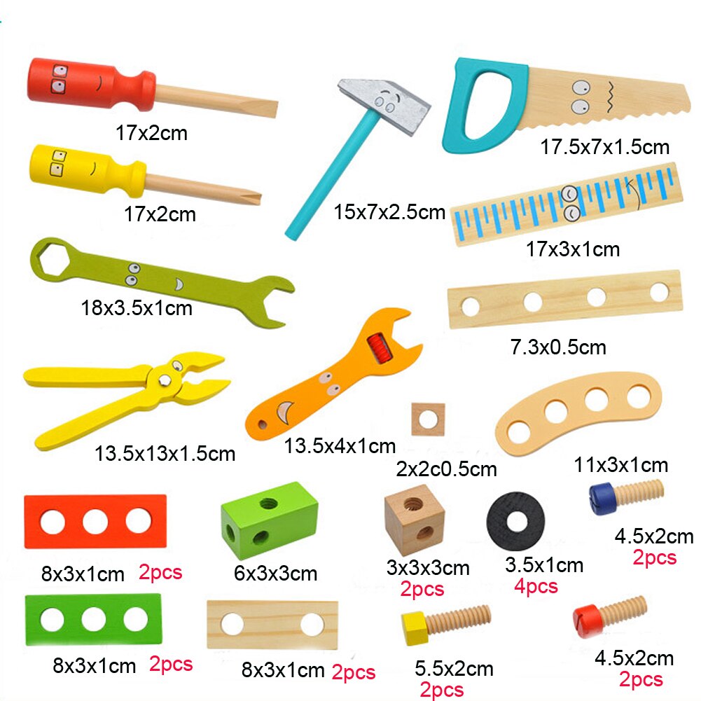 Houten Gereedschapskist Met Gereedschap, kinderen Simulatie Onderhoud Speelgoed Kids Pretend Play Bouw Speelgoed Set Houten Toolbox Speelgoed Set