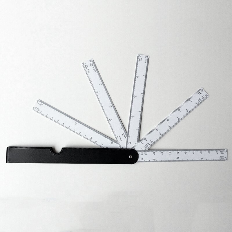 Fan Shape Scale Ruler Multifunctional Foldable Fan Multiscale Plastic Ruler Drawing Measuring Tool For Engineering Architects