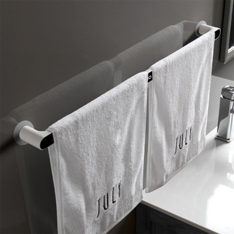Håndklædestativ vægmonteret ikke-perforeret håndklædestativ badeværelse håndklædestativ hylde rulle papirholder krog badeværelse opbevaringsstativ: Sort forlænges
