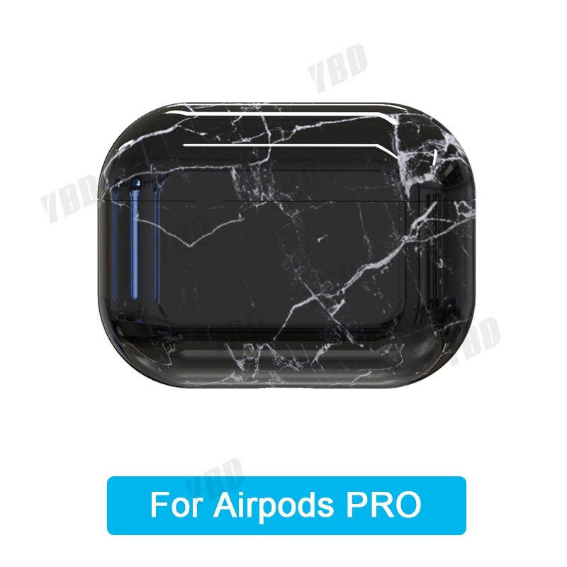 YBD Luxus Marmor Muster Fall Für AirPods Farben Fall Abdeckung für Apple Airpods Air Schoten Fall Coque Funda für Airpod pro: Bright black pro