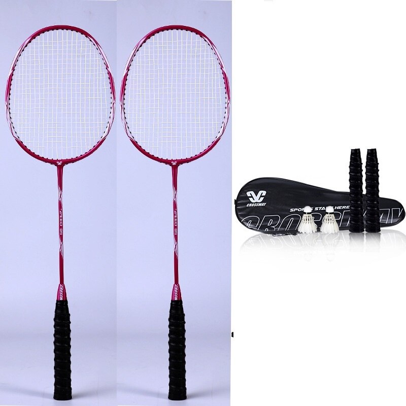 Ultra Light Double Badminton Racquet Carbon Lightest Playing Badminton Whole 2pcs Elementary Exercises Badminton Rackets Set: Purple