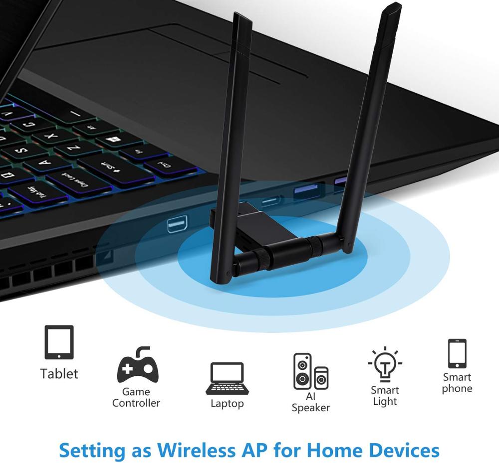 1200Mbps WIFI adaptateur USB double antenne USB 3.0 carte réseau 5Ghz sans fil adaptateur pour ordinateur portable Win 7/8/10 Linx2 MAC OS Vista