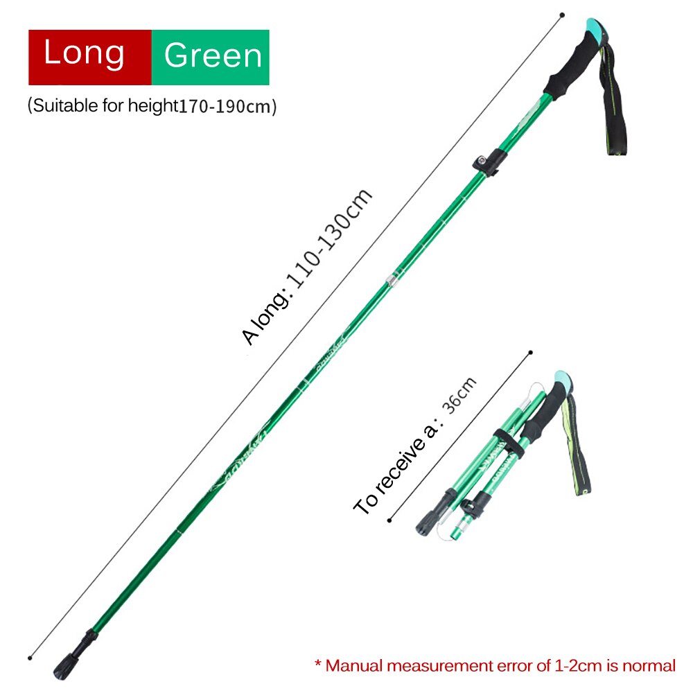 Folding Adjustable Trekking Poles Aluminum Alloy 5-Section Walking Hiking Climbing Travel Sticks Elderly Multifunction Stick: Green