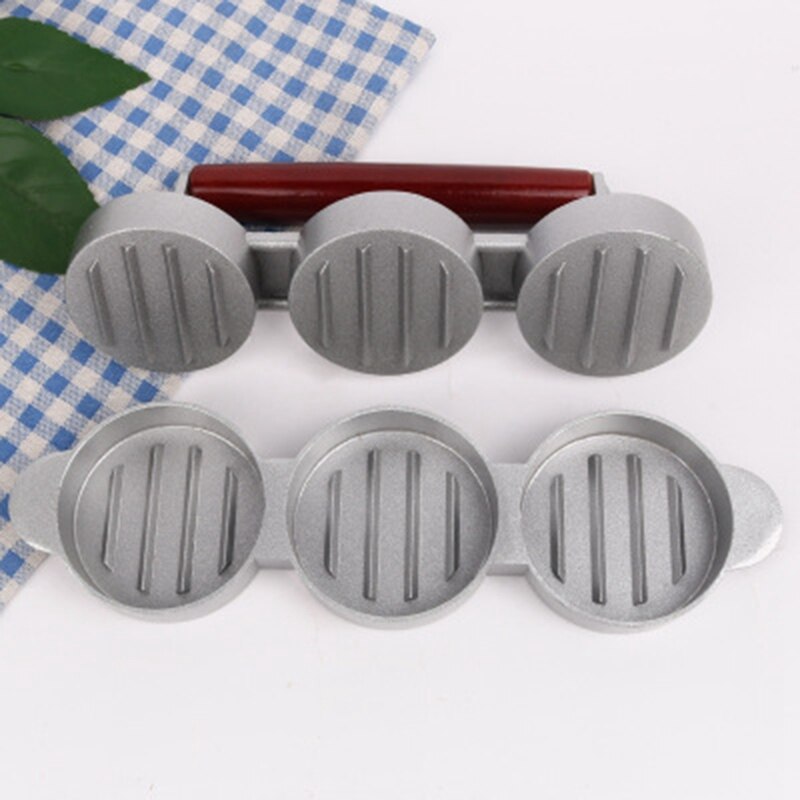 Mini prensas para hamburguesas antiadherentes, 3 ranuras, para hamburguesas pequeñas, prensa Triple, para hacer hamburguesas de ternera, máquina de molde para carne, cocina