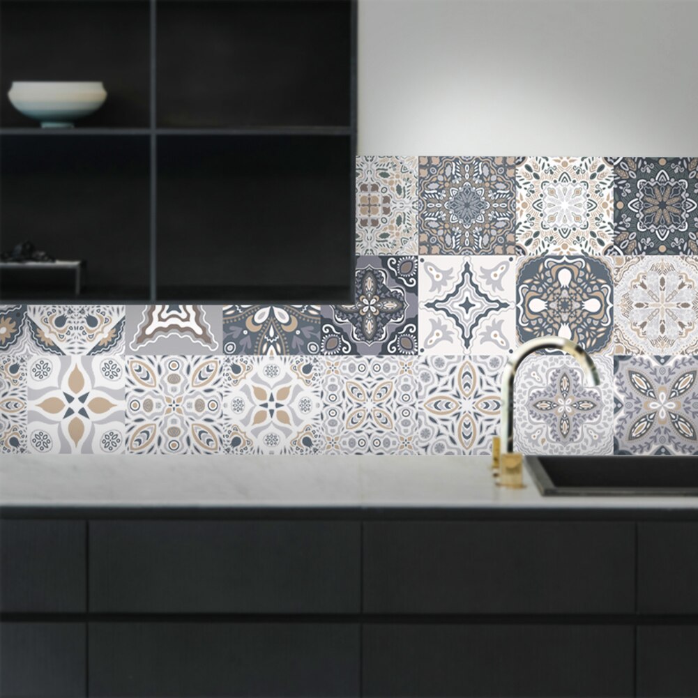 Pegatina para azulejo de cocina y baño, bricolaje, pegatinas para cocina impermeables, autoadhesivas, PVC, Diagonal, azulejos de cerámica, 20 Uds.