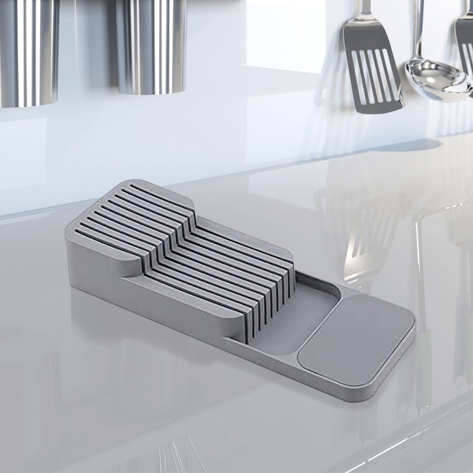 Knife Block Organizer - 2-Tier In-Drawer Steak Knife Insert Holder Bestek Organizer Keukenmessen Bestek Organisator Accessoires