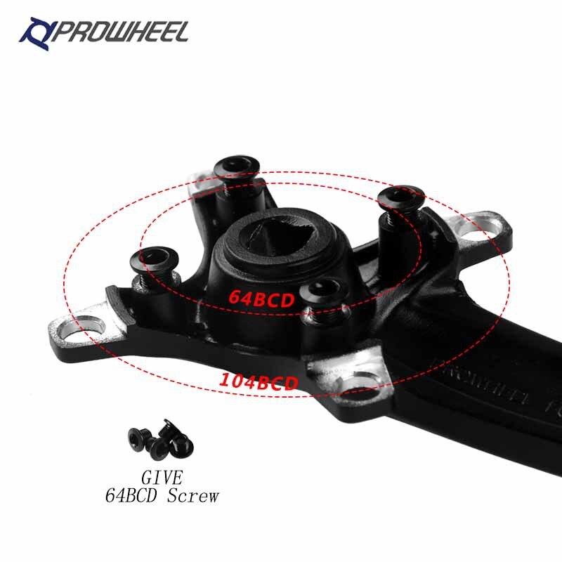 Prowheel bicicleta BCD 104 manivela piñones 170/75mm biela de aleación de aluminio agujero cuadrado bicicleta 30/32/34/36/38T bielas de montaña