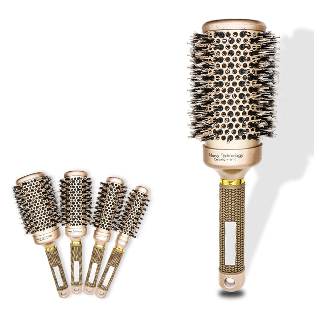 Rouleau brosse à cheveux ronde peigne brosse outil de soin des cheveux poils naturels brosse à cheveux bouclés peigne moelleux brosse de coiffure