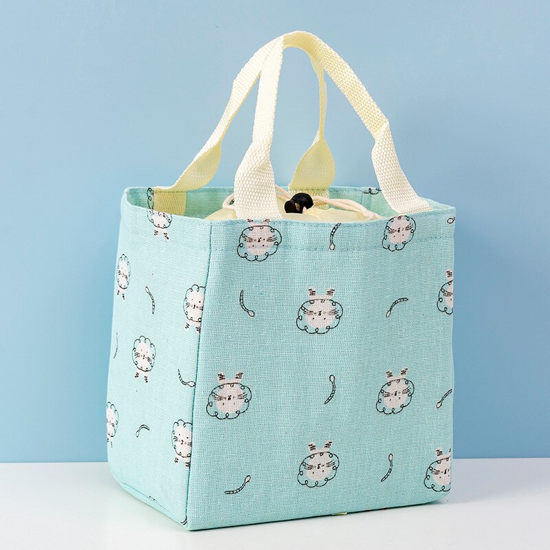 Korean Style Cooler Lunch Bags Thermal Cute Lunch Bags For Women Men Kids Convenient Lunch Box Tote Picnic Food Drawstring Bags: 8