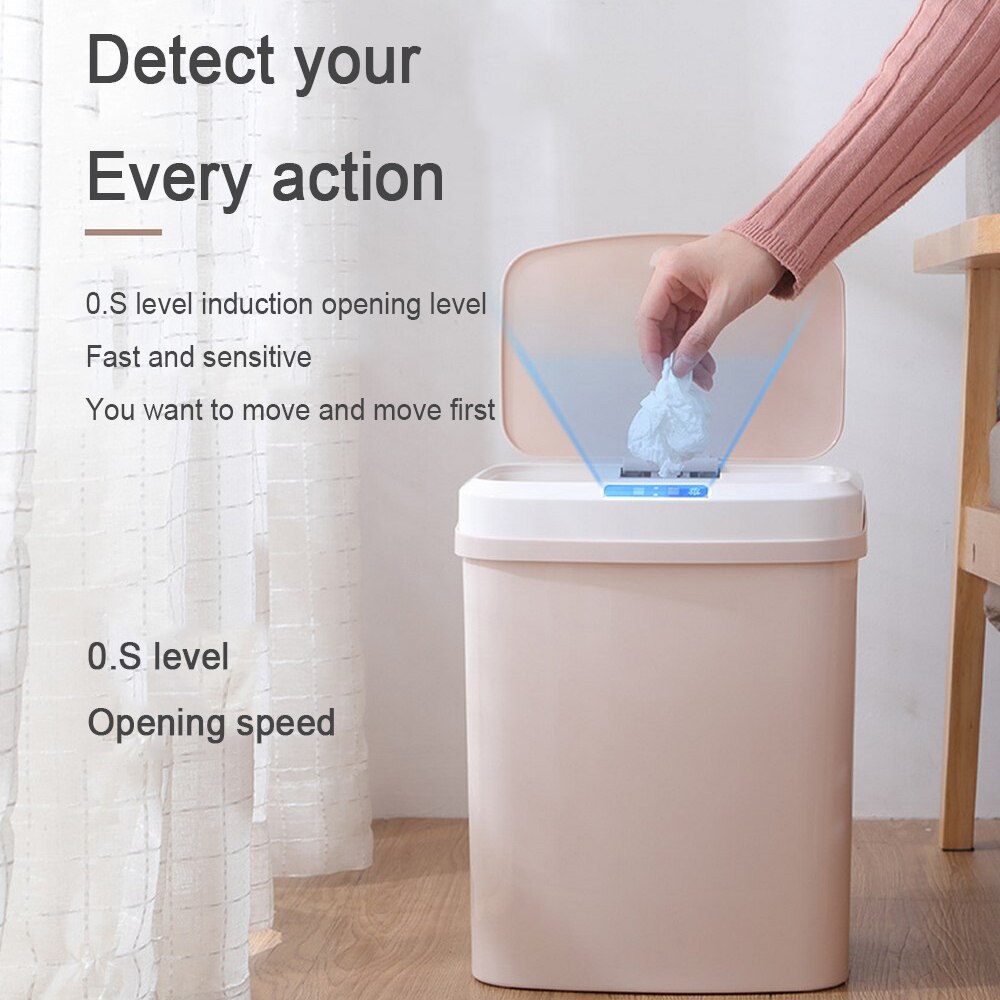 Automatic Intelligent Trash Can Bathroom Rectangular Sensory Bucket Garbage Waste Bin Sensor Home Living Touch Rubbish Storage