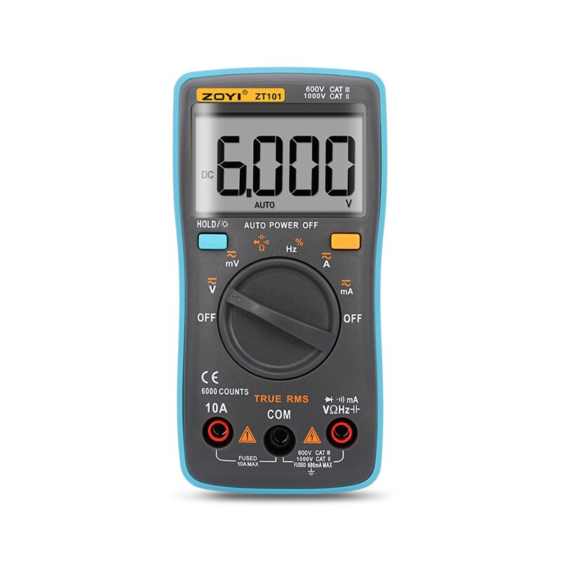 ZOYI ZT101/ZT102/ZT102A Digital Auto Range Portable Multimeter 6000 counts Backlight Ammeter Voltmeter Ohm: ZT101
