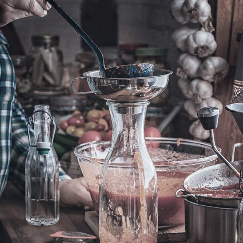 Stainless Steel Canning Funnel Fine Mesh Strainer Sieve,Kitchen Funnel for Wide and Regular Jars Liquid Dry Ingredients